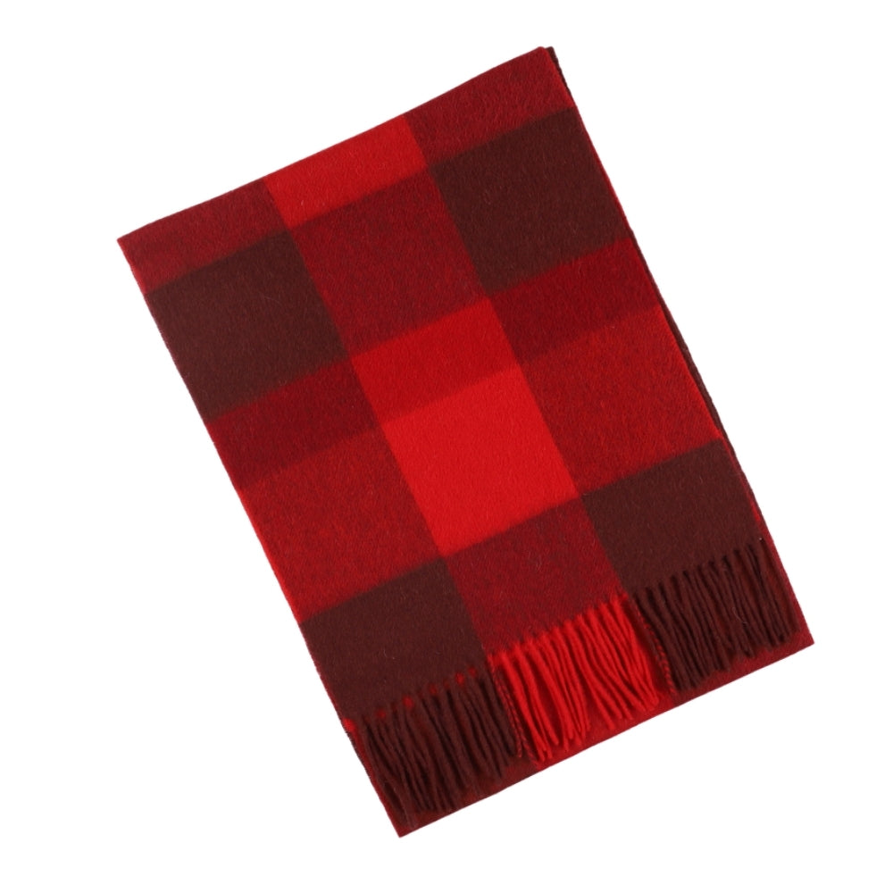 Cachecol vermelho e bordô com quadrados grandes em 100% lã – York (6)