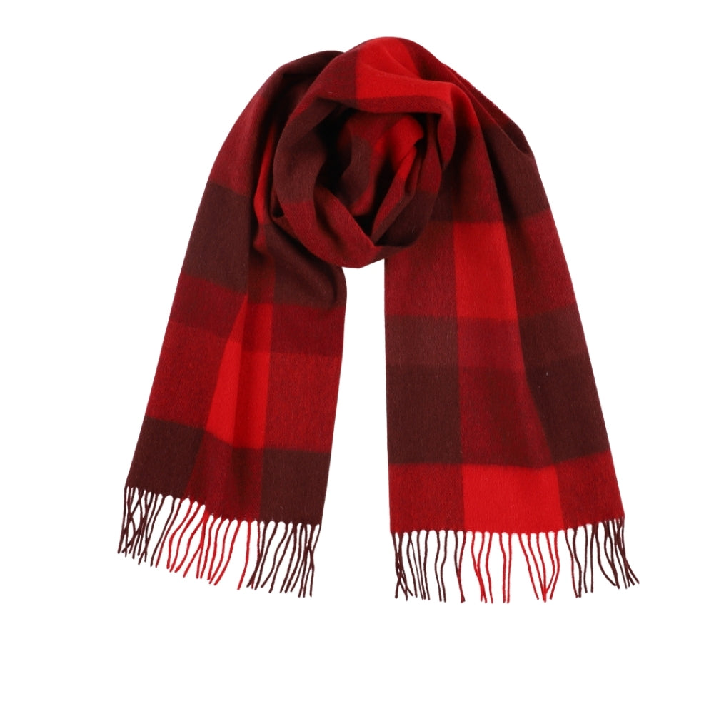Cachecol vermelho e bordô com quadrados grandes em 100% lã – York (4)