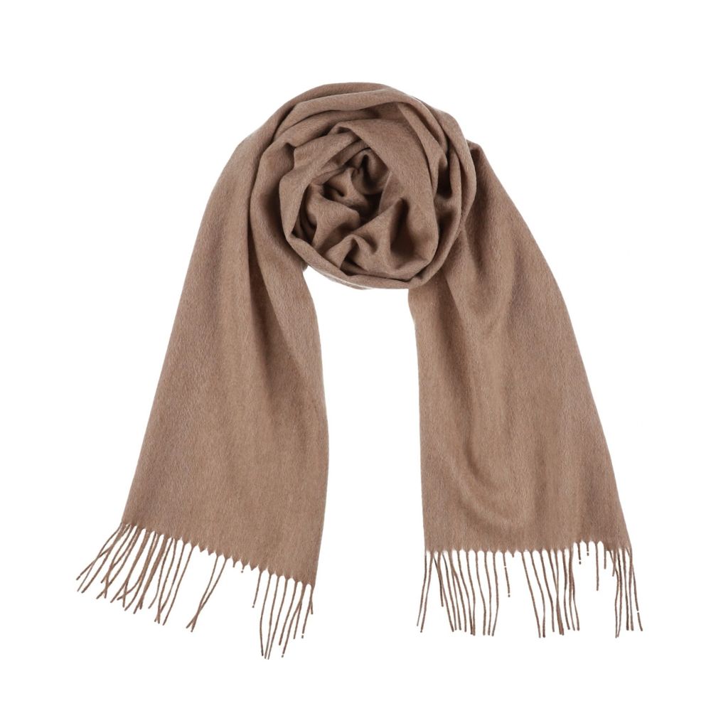 Cachecol liso bege de cashmere para mulher Paris (4)