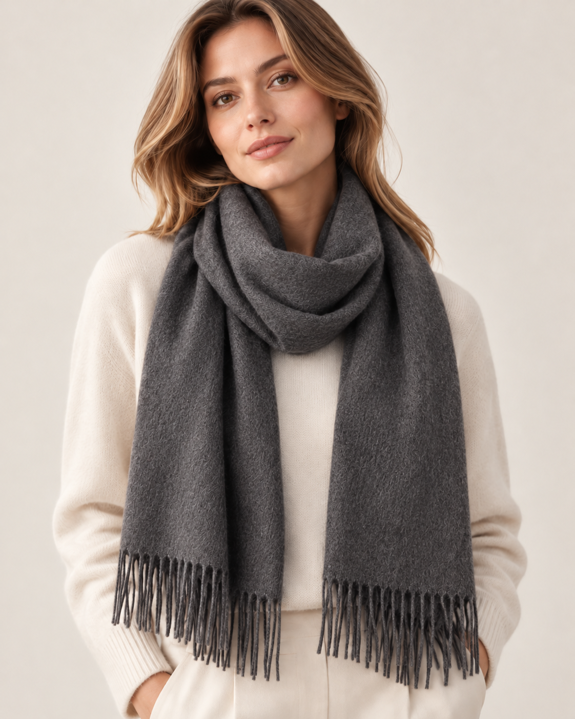 Cachecol preto de 100% cashmere para mulher Paris (5)