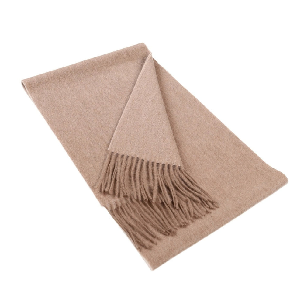 Cachecol liso bege de cashmere para mulher Paris (1)