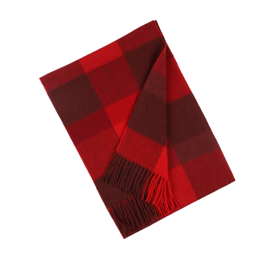 Cachecol vermelho e bordô com quadrados grandes em 100% lã – York (3)
